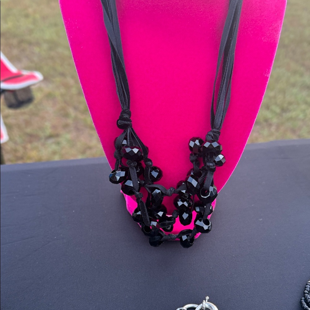 Elegant Black Beaded Necklace